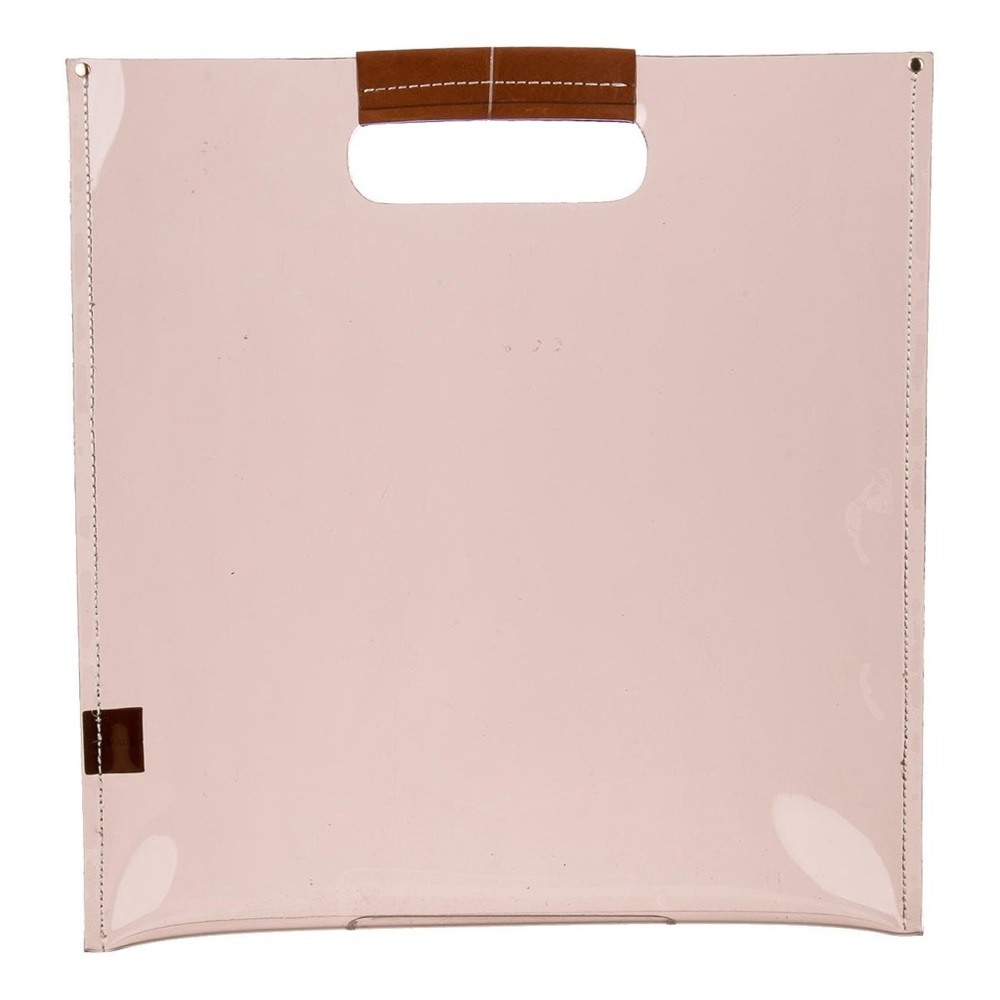 Trademark transparent leather-trimmed handle bag